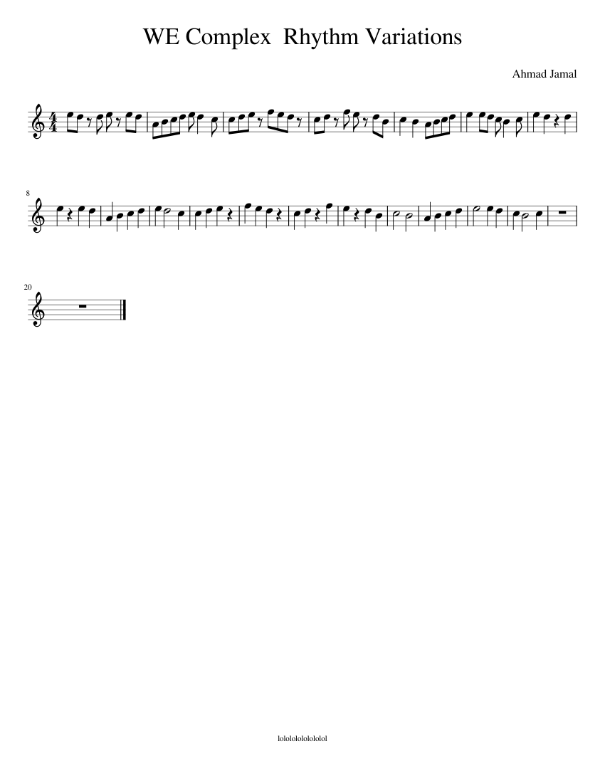 WE_Complex_Rhythm_Variations Sheet music for Piano (Solo) Easy ...