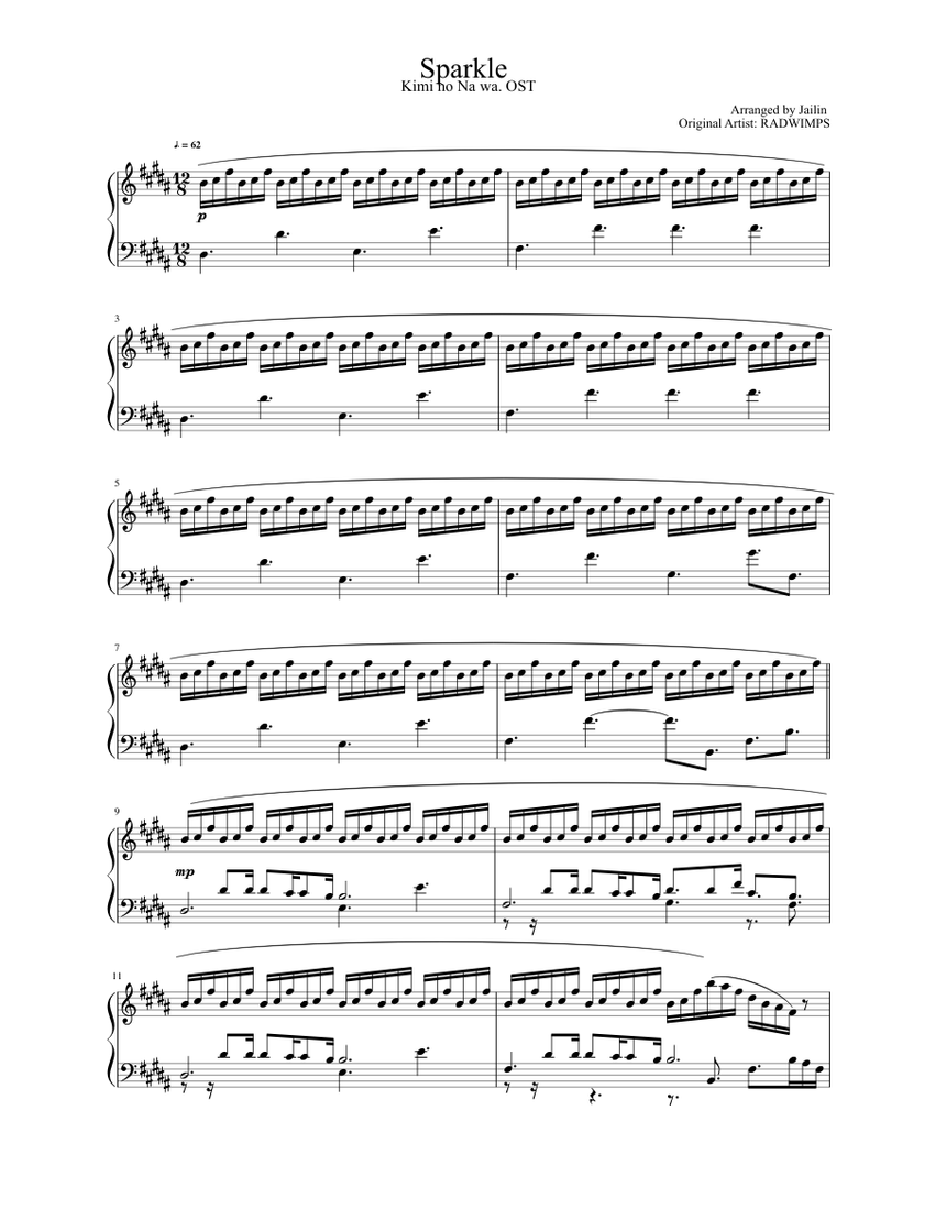 Sparkle Sheet music for Piano (Solo) | Musescore.com