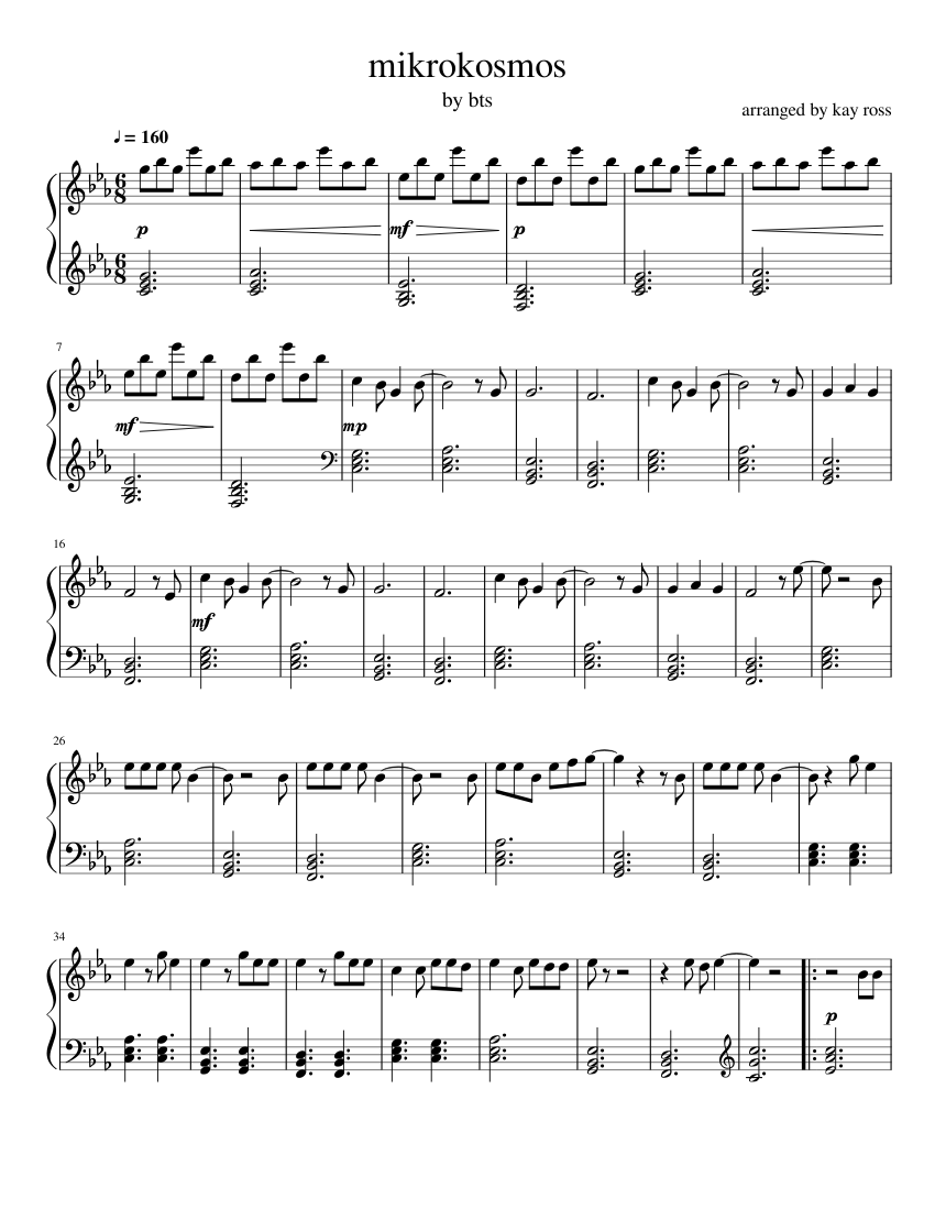 mikrokosmos bts ;; easy version Sheet music for Piano (Solo) | Musescore.com