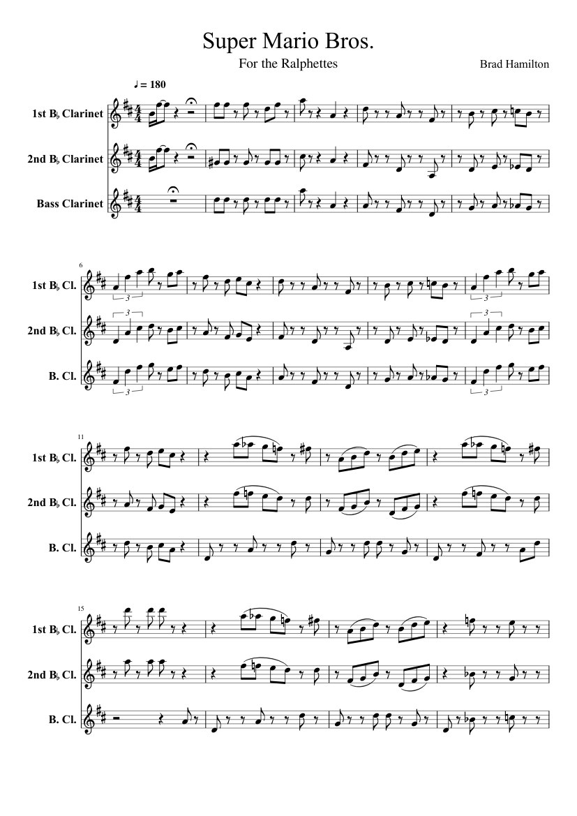 Super Mario Bros. Sheet music for Clarinet bass, Woodwinds (other ...