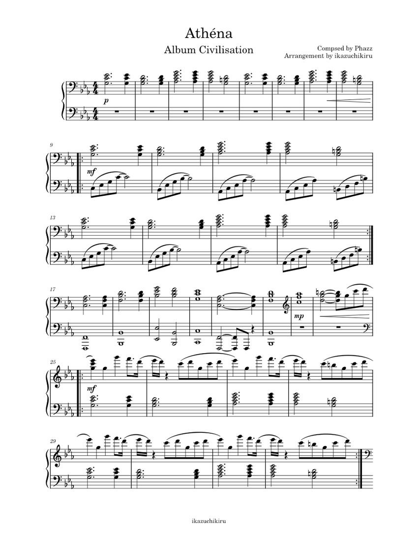 Athéna - Orelsan Sheet music for Piano (Solo) Easy | Musescore.com