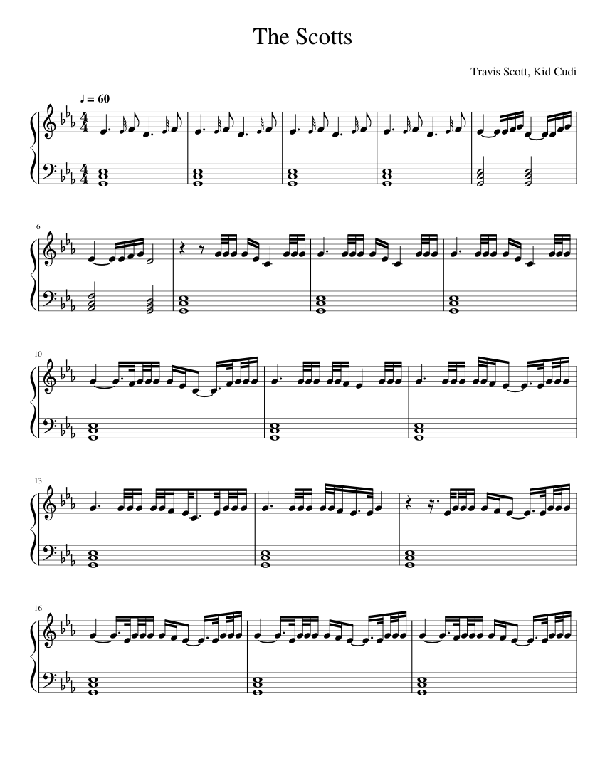 The Scotts - Travis Scott, Kid Cudi Sheet music for Piano (Solo) |  Musescore.com