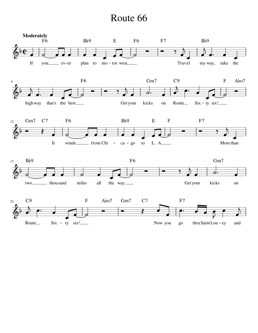 Route 66 Sheet music for Trumpet in b-flat (Solo) | Musescore.com