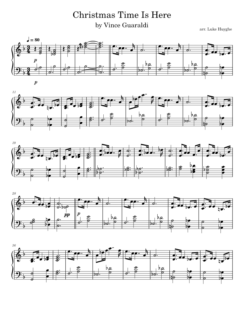 Christmas Time Is Here - Vince Guaraldi Sheet music for Piano (Solo)  Musescore.com
