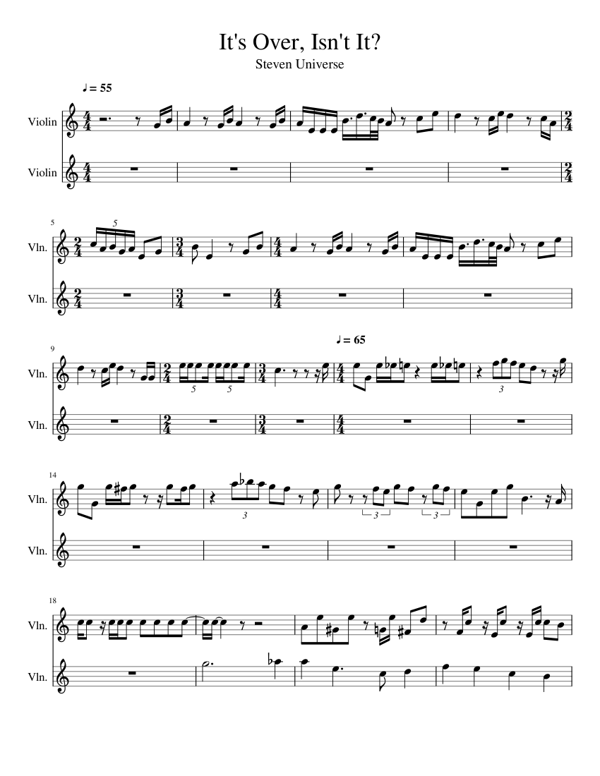 It's Over, Isn't It? Sheet music for Violin (String Duet) | Musescore.com