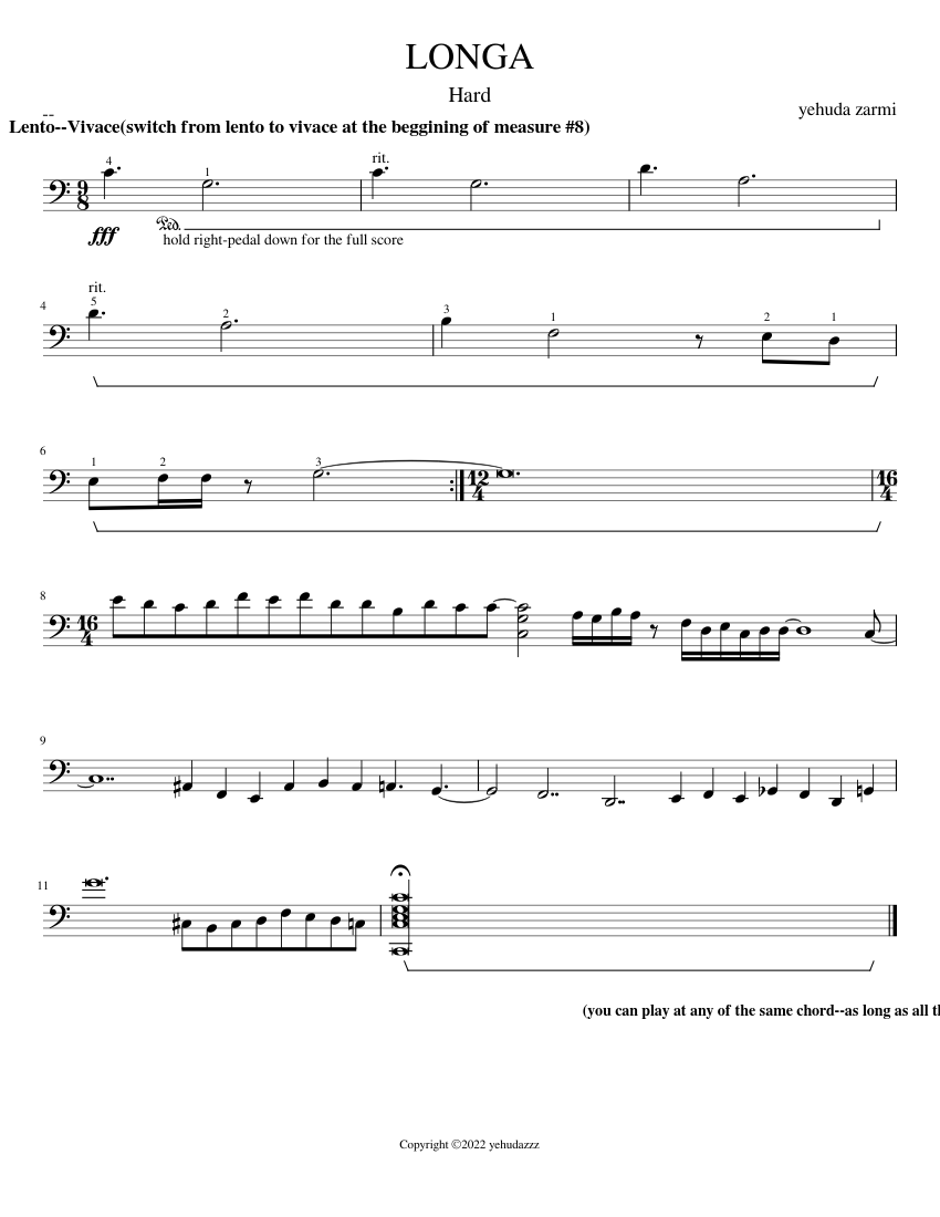 longa advanced Sheet music for Piano (Solo) | Musescore.com