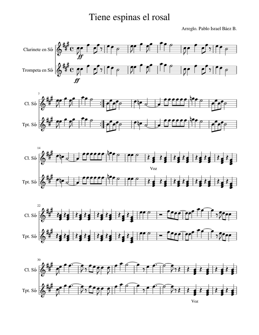 Una Espina En El Rosal Sheet Music For Trumpet In B Flat Clarinet In B Flat Guiro Mixed Trio Musescore Com Cual juguete que de niño con el alma ambicione. una espina en el rosal sheet music for