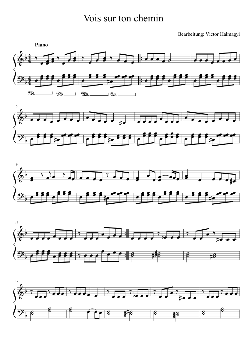 Vois sur ton chemin Piano Sheet music for Piano (Solo) | Musescore.com