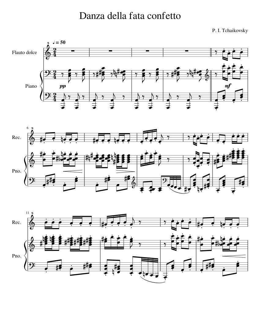Danza della fata confetto RENAZZO Sheet music for Piano, Recorder (Solo) |  Musescore.com