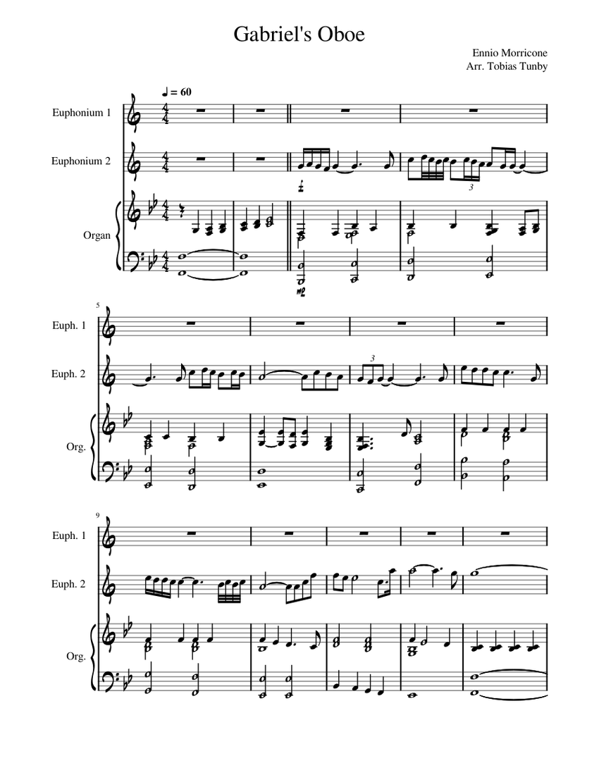 Gabriels_oboe Sheet music for Organ, Euphonium (Mixed Trio)