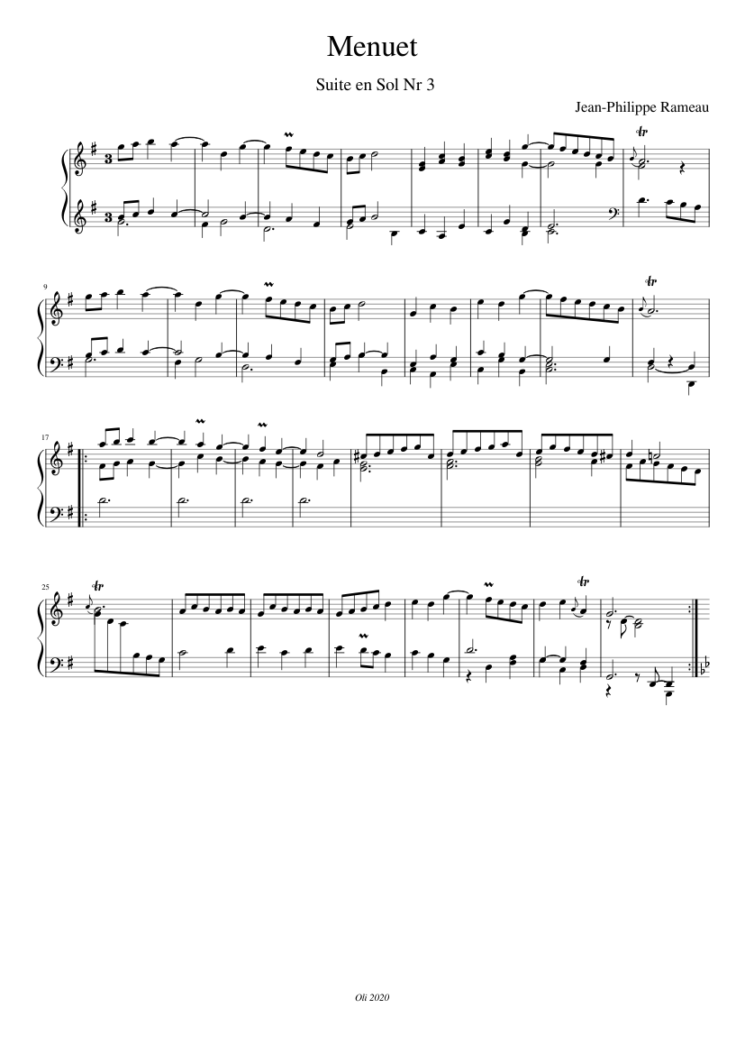 Menuet I et II Suite en Sol