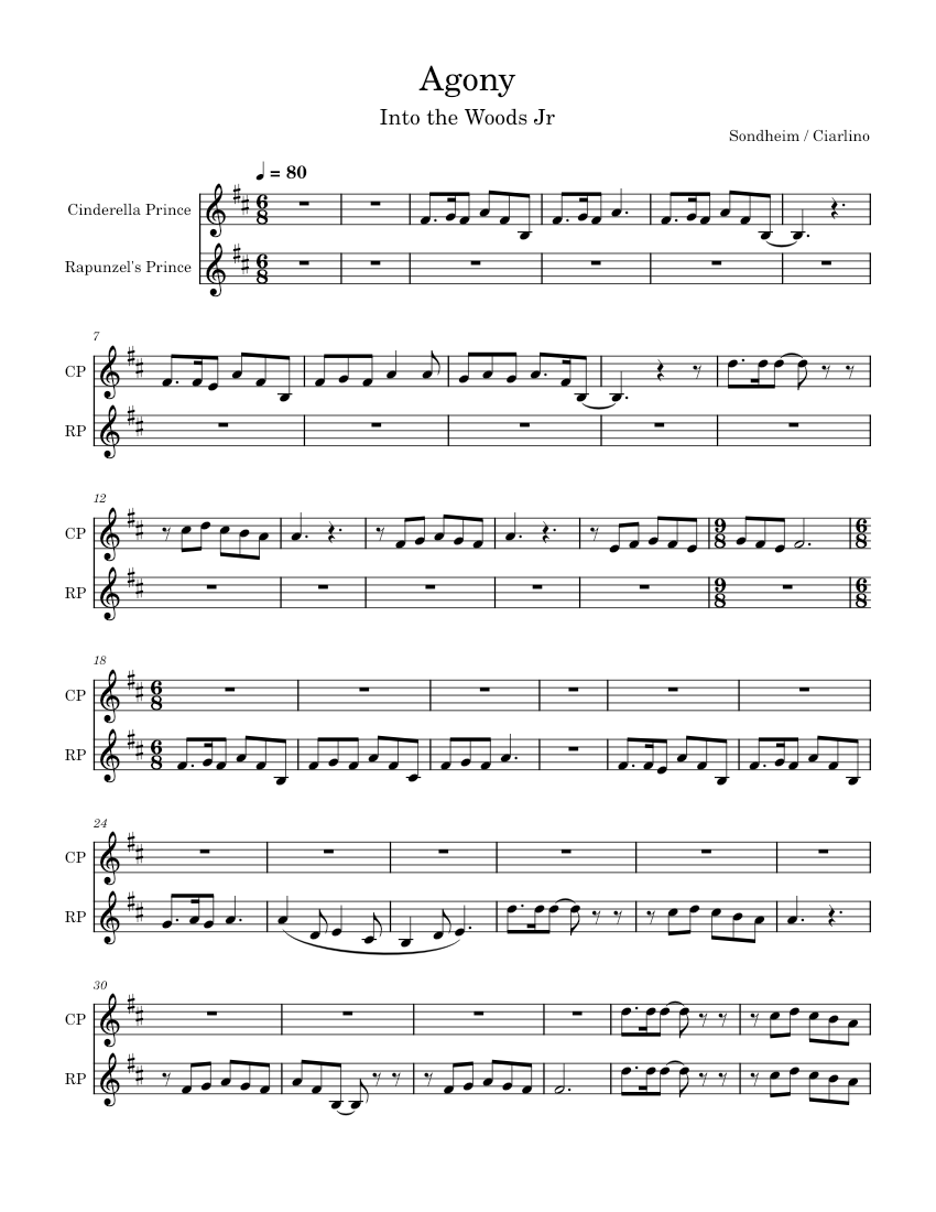 Into The Woods – Stephen Sondheim Agony Sheet Music for Piano, Oboe ...