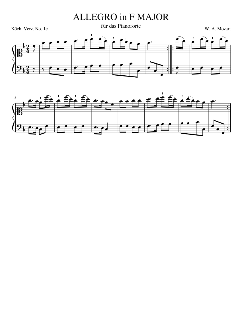 Allegro in F major K.1c
