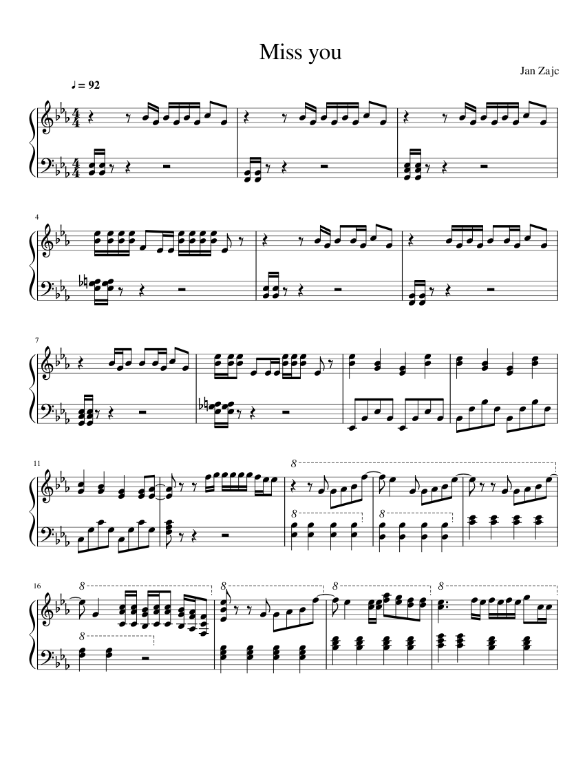 Louis Tomlinson - Miss you Sheet music for Piano (Solo) | Musescore.com