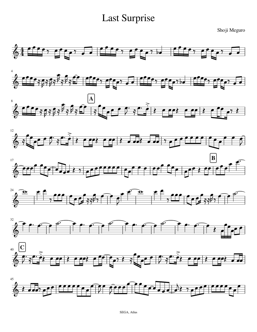 Last Surprise from Persona 5 (treble, C) Sheet music for Piano (Solo) Easy  | Musescore.com