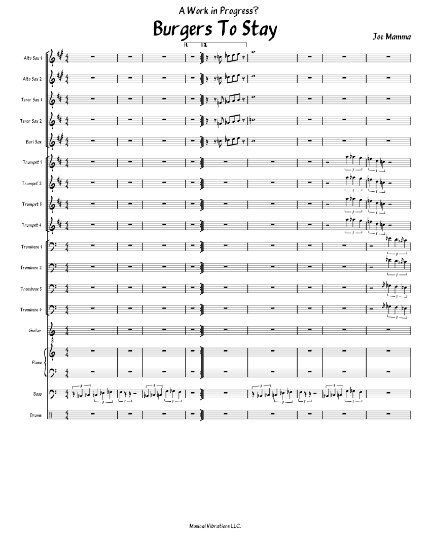 A work in progress Sheet music for Piano, Trombone, Saxophone alto ...