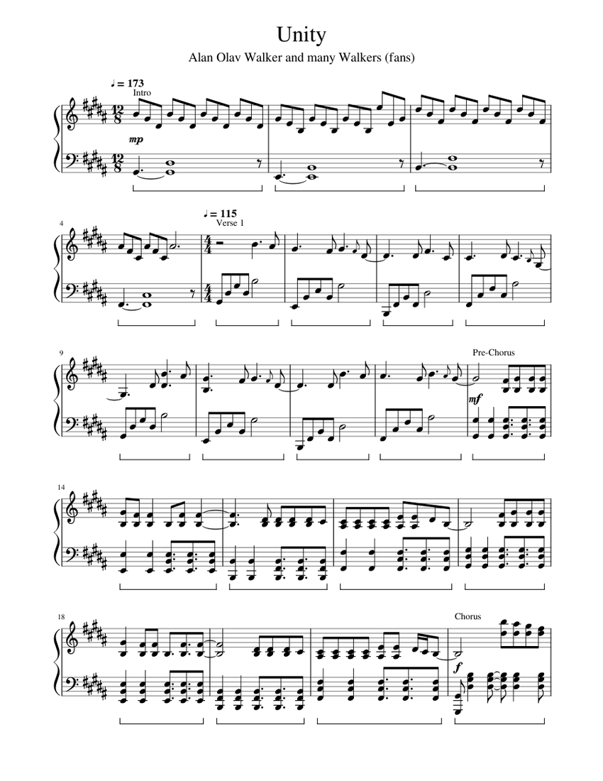 Alan Walker - Unity Sheet music for Piano (Solo) | Musescore.com