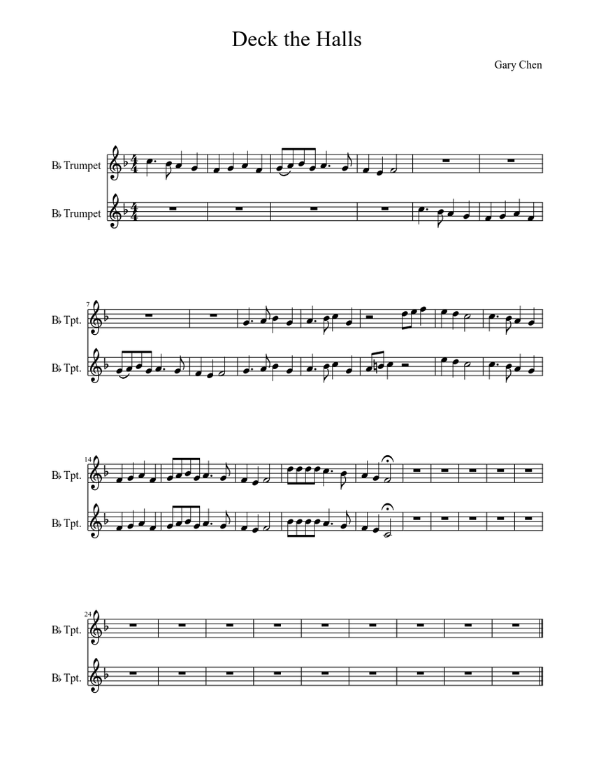 Deck the Halls Sheet music for Trumpet other (Brass Duet)