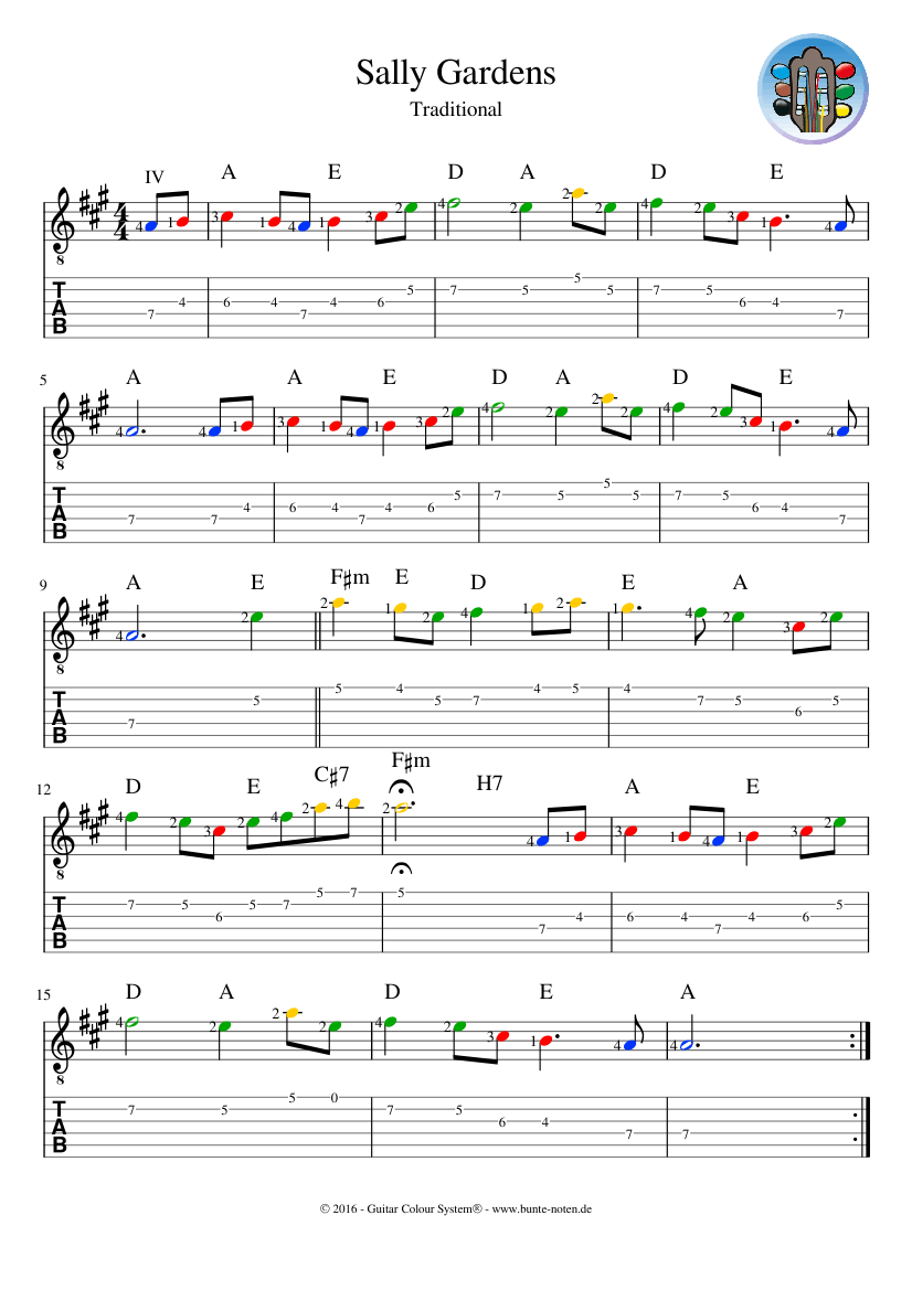 Sally Gardens | mit Tabulatur Sheet Music and Tab with Chords for