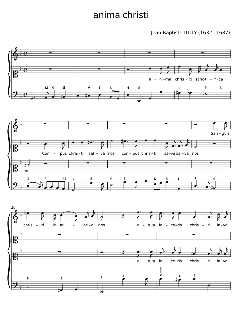 Anima christi - Jean-Baptiste LULLY Sheet music for Harpsichord ...