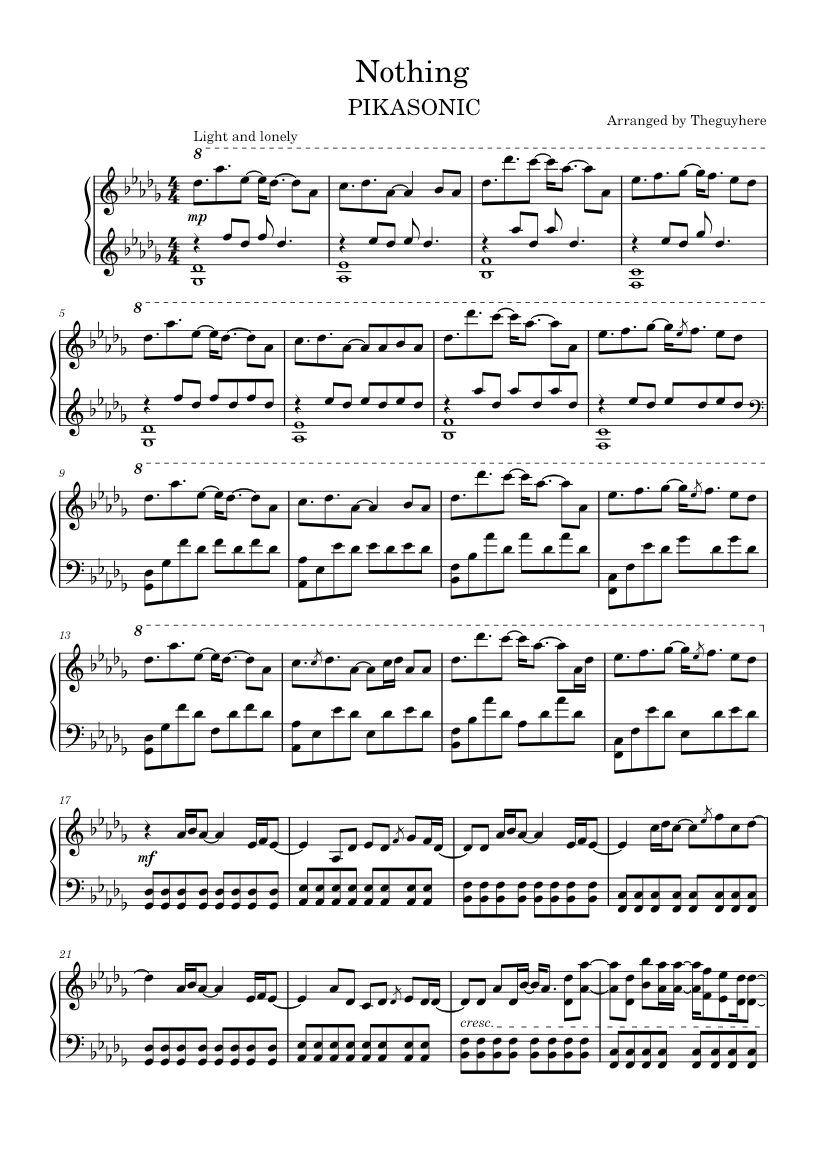 Nothing - PIKASONIC Sheet music for Piano (Solo) | Musescore.com