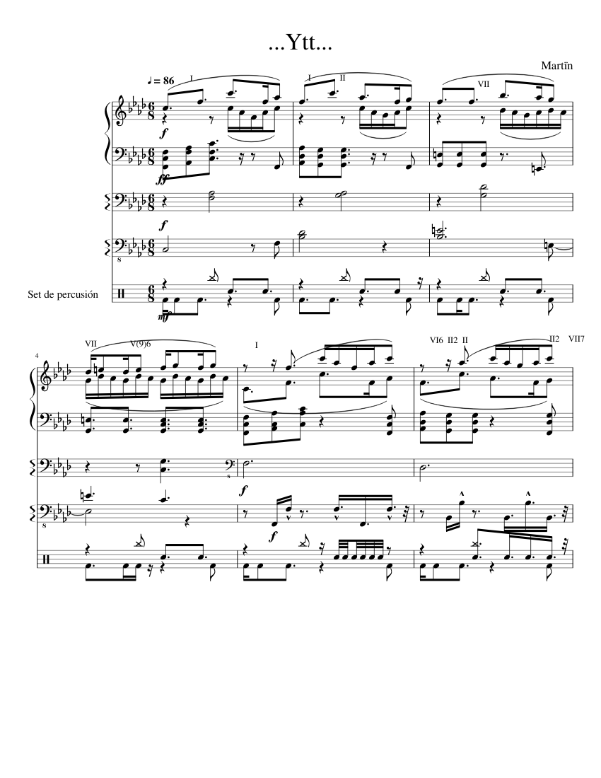 Y Sheet music for Piano, Drum Group, Bass (Mixed Quartet) | Musescore.com