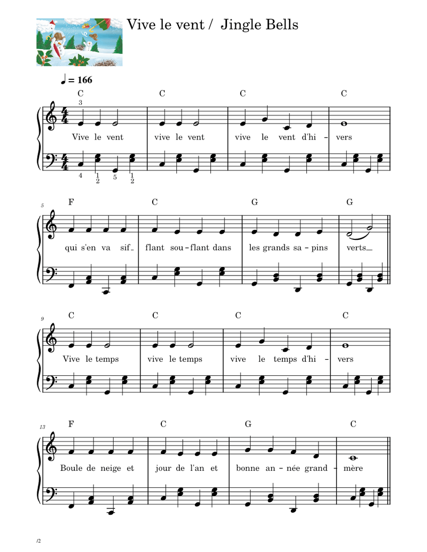 Noël / Vive le vent / Jingle Bells ( piano ) Sheet music for Piano (Solo)  Easy | Musescore.com