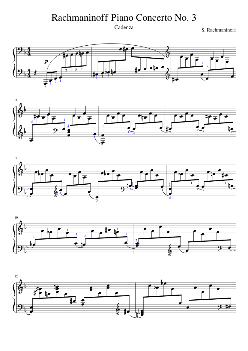 Rachmaninoff Piano Concerto No. 3 Cadenza Sheet music for Piano (Solo) |  Musescore.com