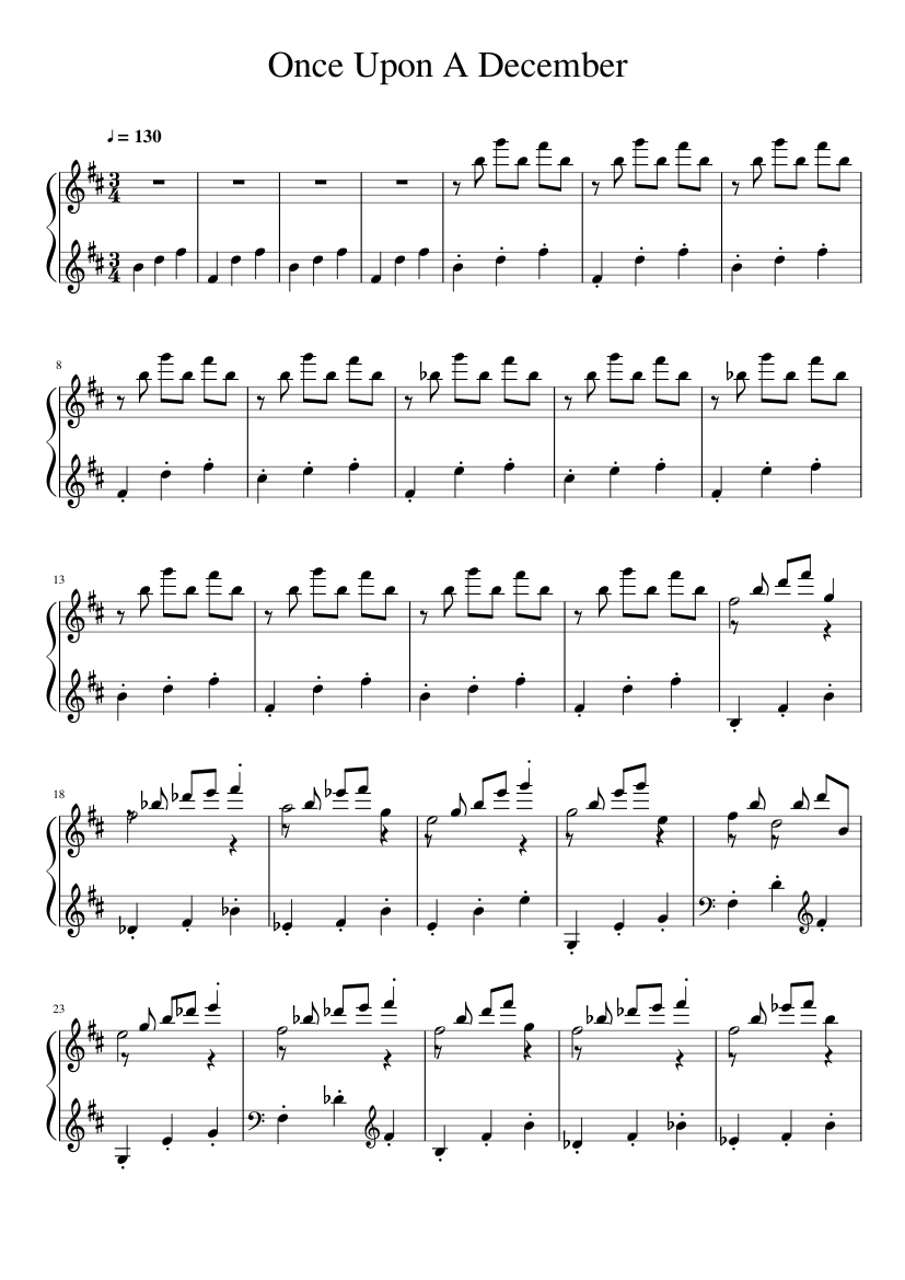 Once Upon A December Sheet music for Piano (Solo) | Musescore.com