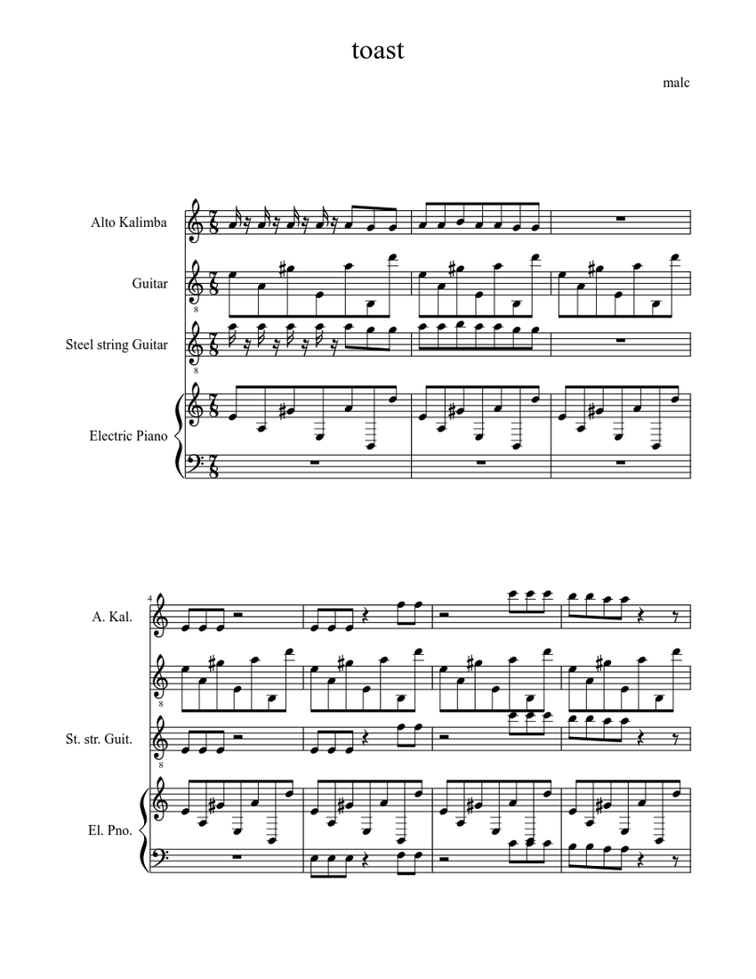 Musical Note Toast toast Sheet music for Guitar (Solo) | Musescore.com