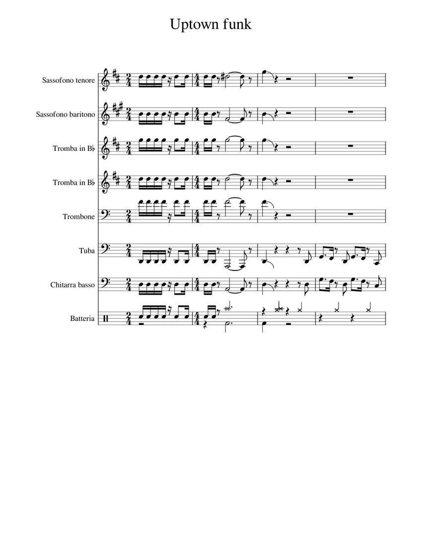 Uptown funk Sheet music for Trombone, Tuba, Saxophone tenor, Saxophone ...