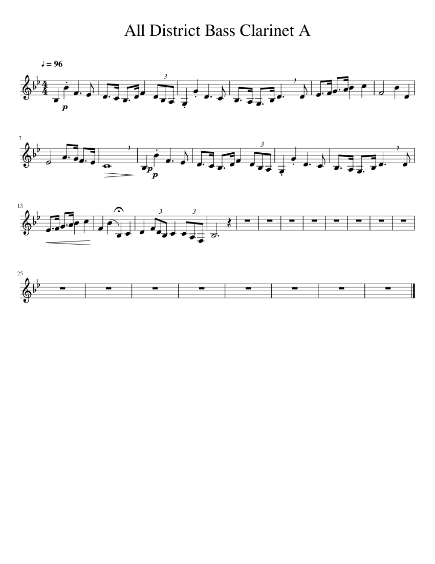 Bass Clarinet All District Sheet Music For Clarinet Bass Solo 