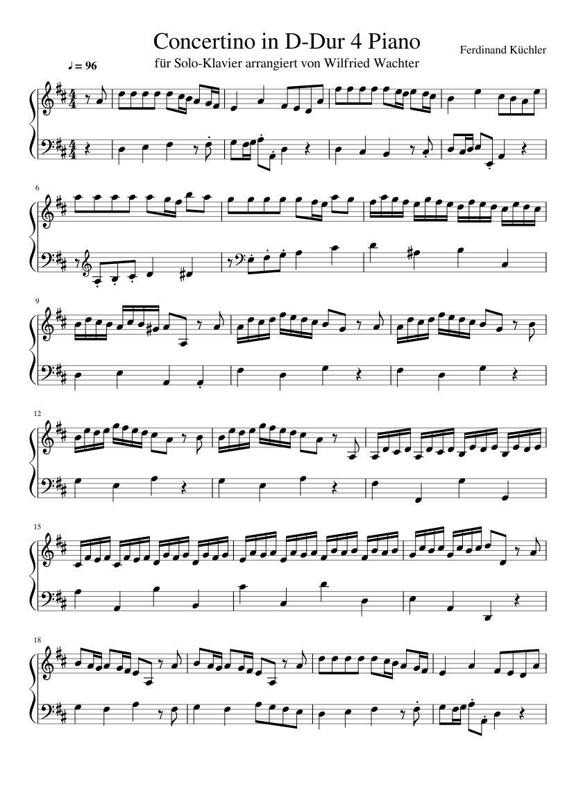 Concertino in D-Dur 4 Piano Sheet Music for Piano (Piano Duo