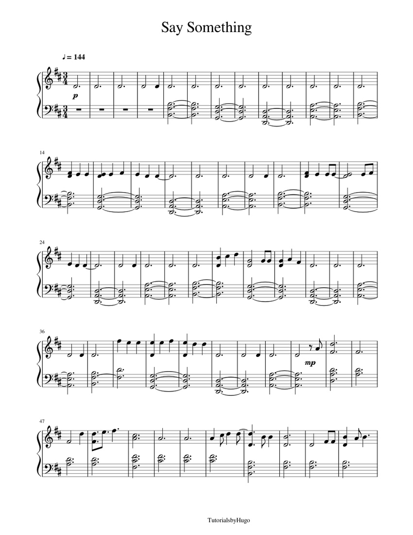 Say Something Sheet music for Piano (Solo) | Musescore.com