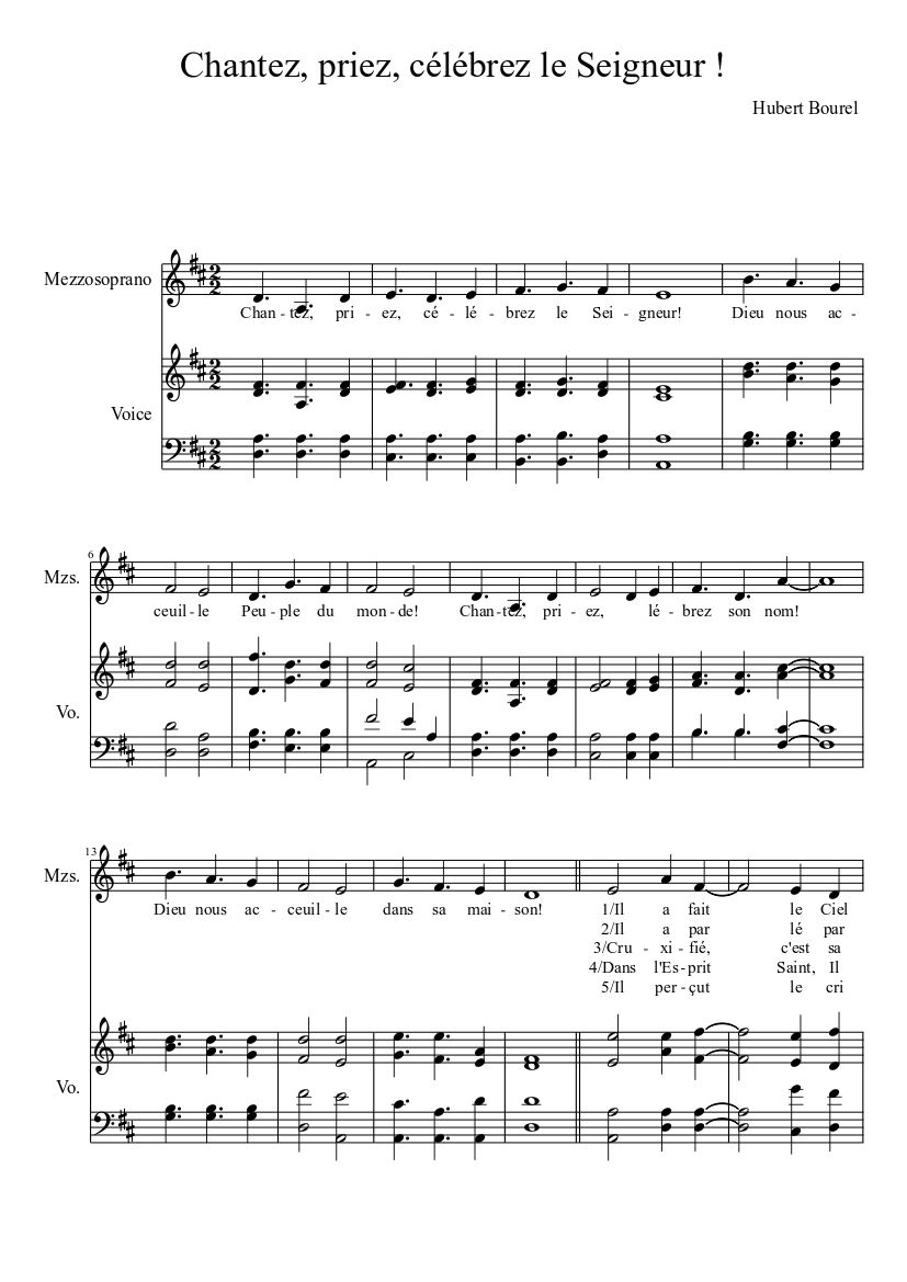 Chantez, priez, célébrez le Seigneur ! Sheet music for Voice (other) (Solo)  | Musescore.com