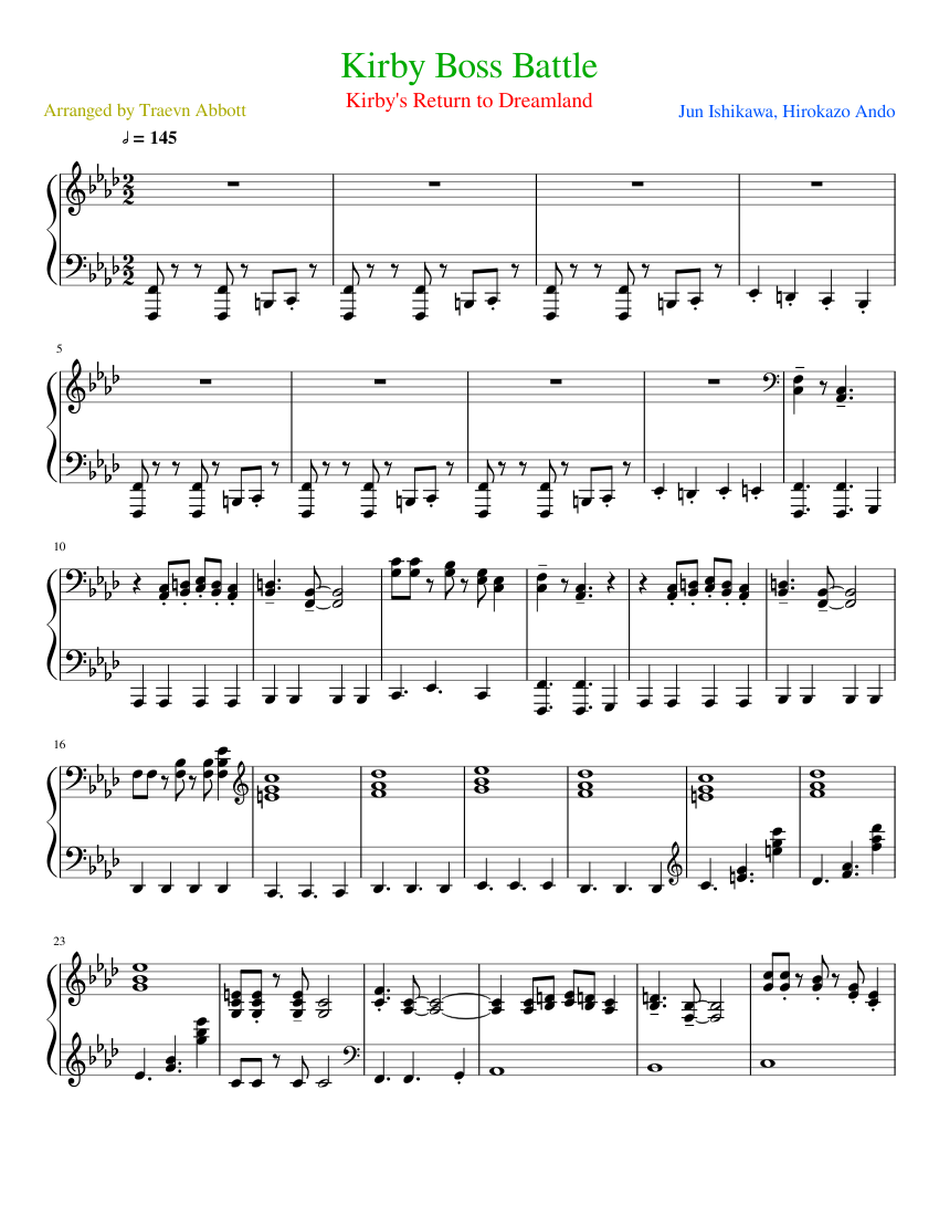 Kirby Boss Battle Sheet music for Piano (Solo) 