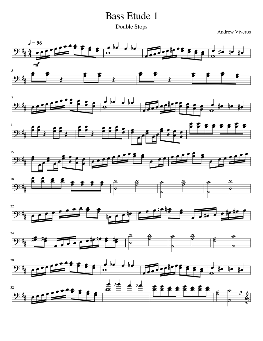 Bass Etude 1 Sheet music for Contrabass (Solo) | Musescore.com