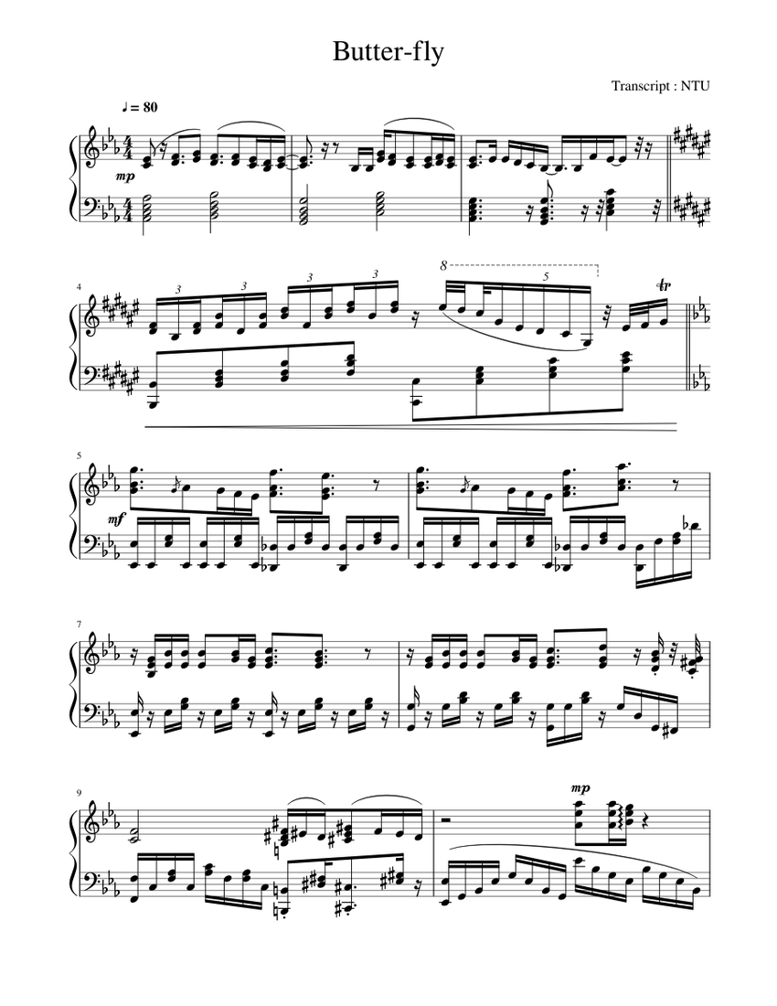 Butterfly Sheet music for Piano (Solo) | Musescore.com