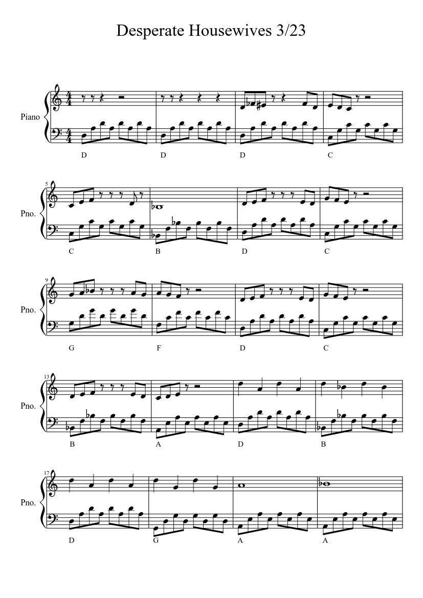 Desperate Housewives 3x23 Sheet music for Piano (Solo) | Musescore.com