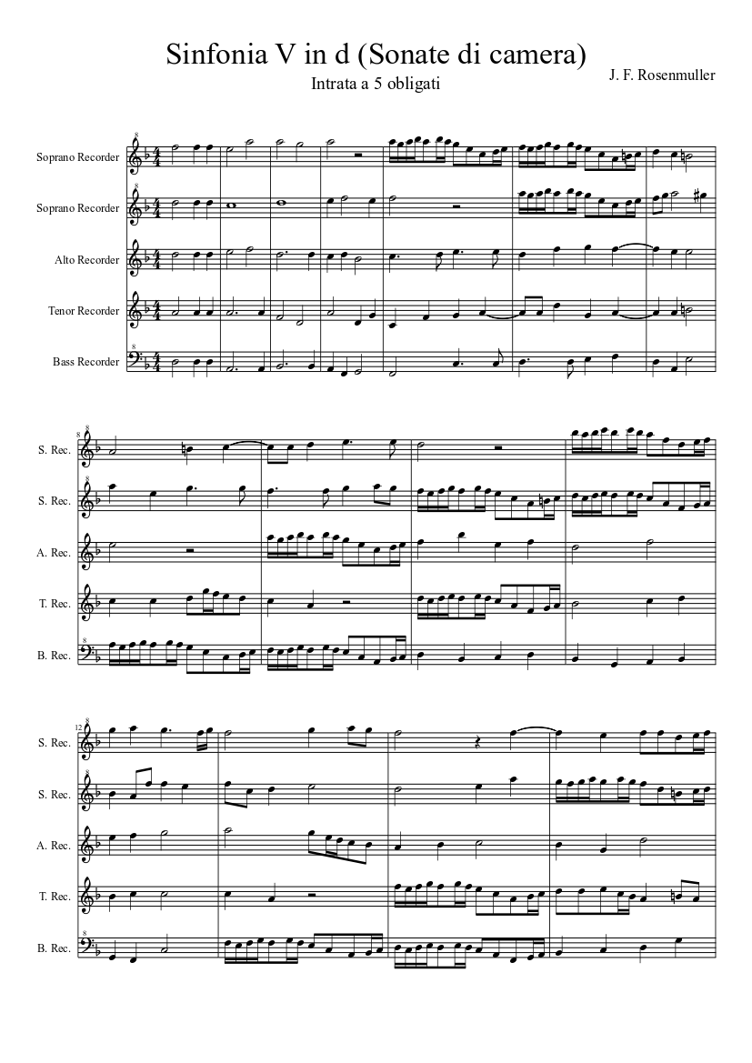 Sinfonia V in d - Intrata a 5 obligati