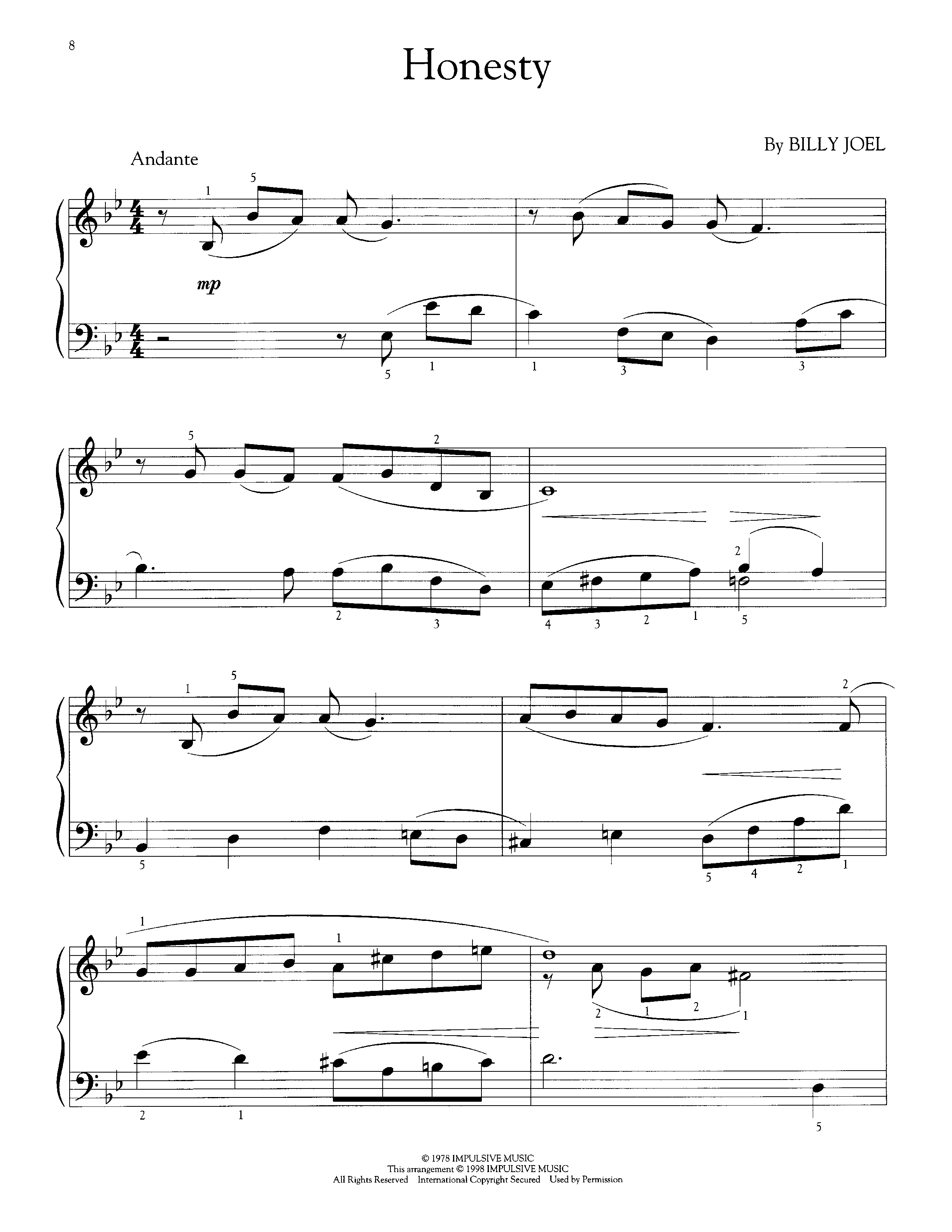 Play Official version of Honesty Sheet Music by Billy Joel for Piano ...