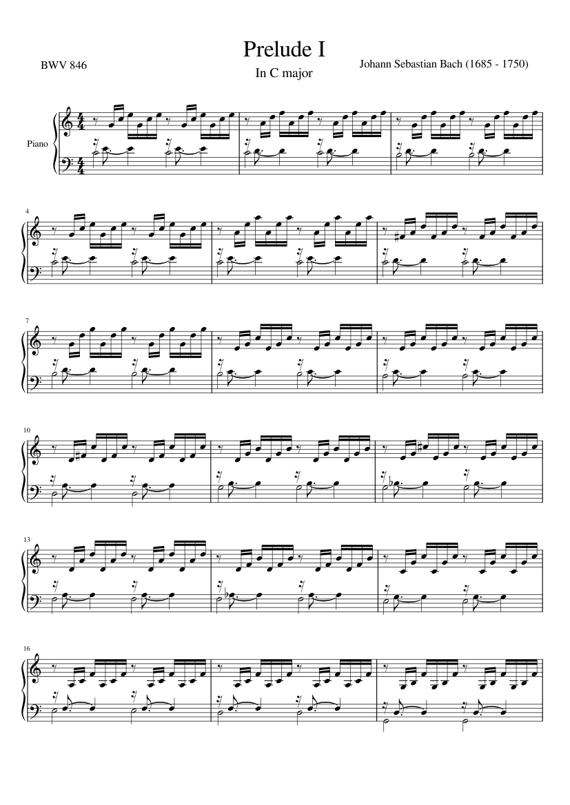 Prelude I in C major, BWV 846 - Well Tempered Clavier [First Book] Sheet  music for Piano (Solo) | Musescore.com