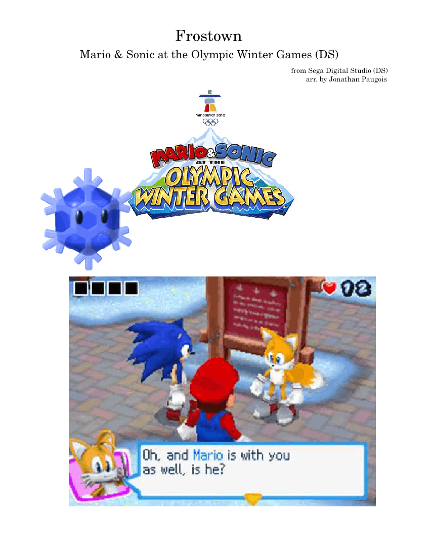 WIP) Frostown | Mario & Sonic at the Olympic Winter Games (DS) Sheet music  for Piano, Tambourine, Guitar, Bass guitar & more instruments (Mixed  Ensemble) | Musescore.com