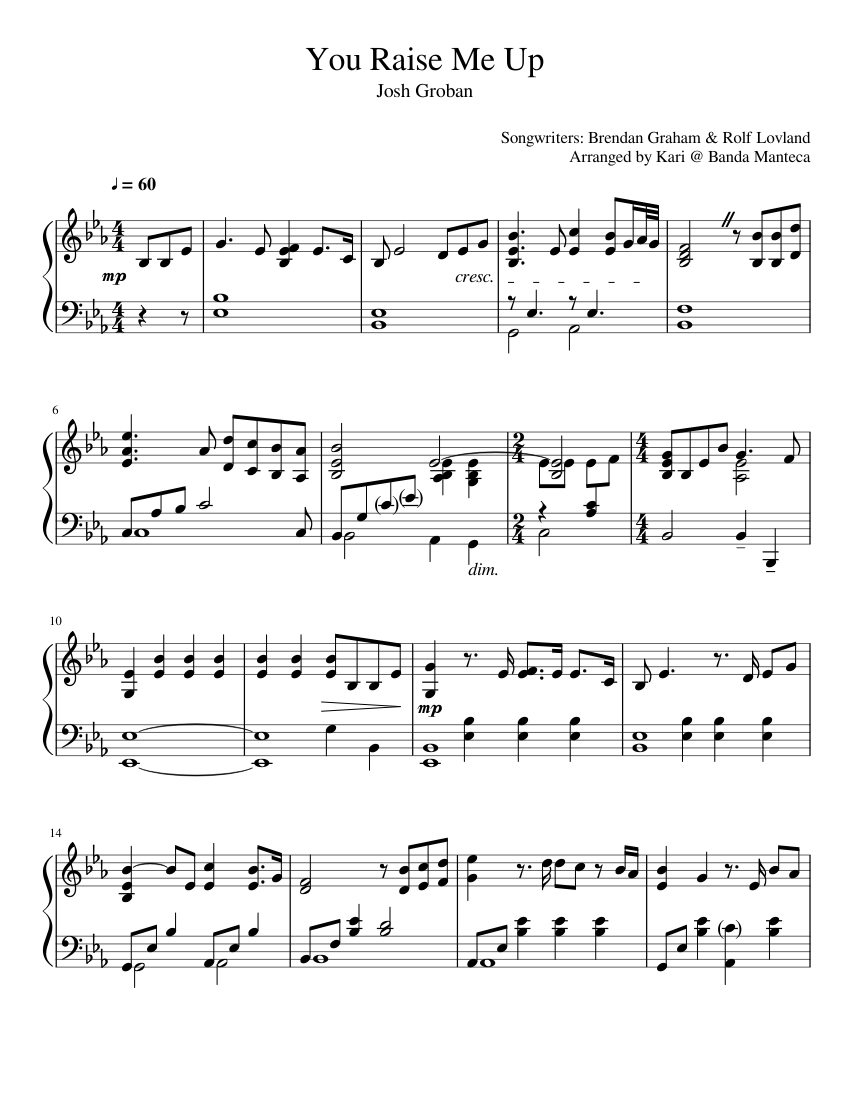 You Raise Me Up Sheet music for Piano (Solo) | Musescore.com