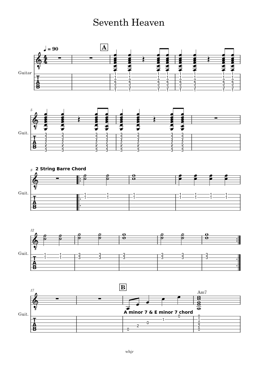 M8 GTR74 Seventh Heaven Sheet music for Guitar (Solo) | Musescore.com