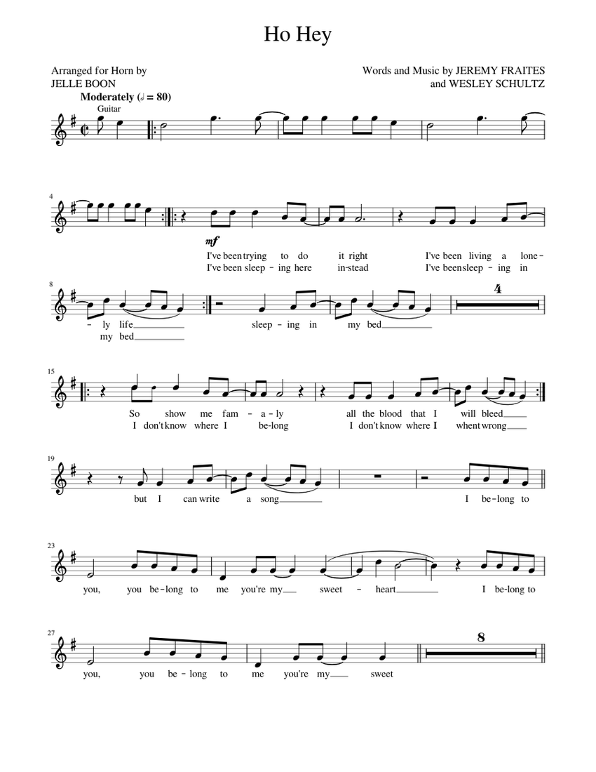 Ho Hey for Horn Sheet music for French horn (Solo)