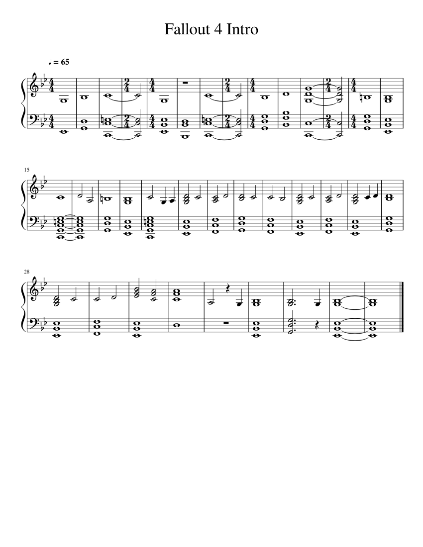 Fallout 4 Intro Cinematic Sheet music for Piano (Solo) Easy | Musescore.com