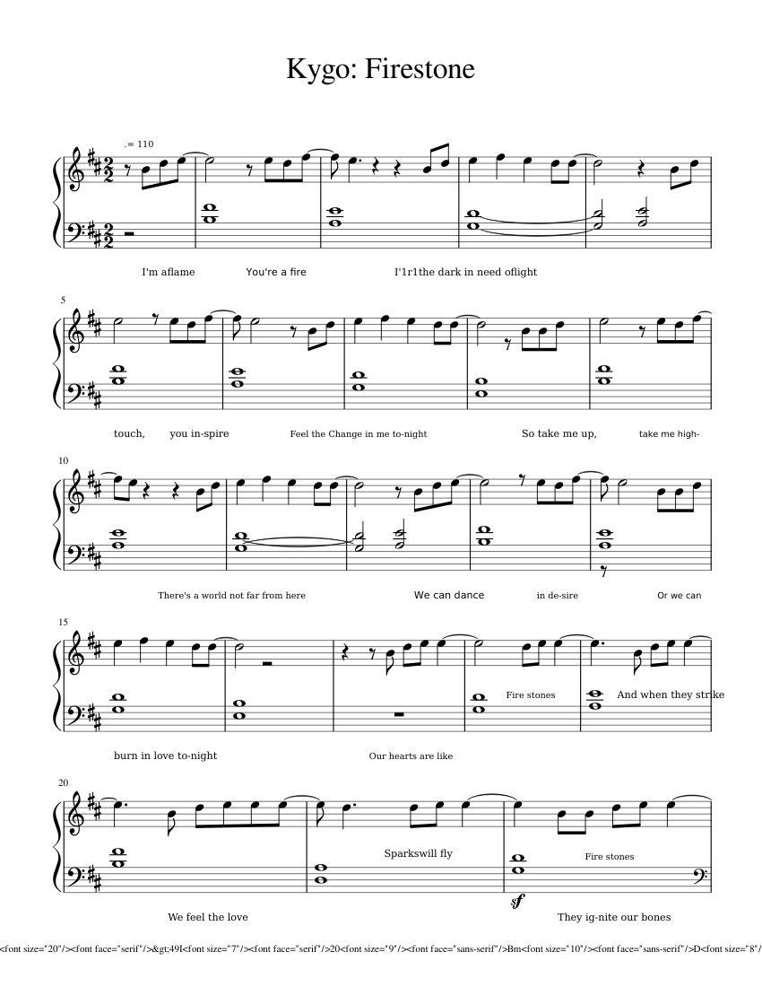 Kygo: Firestone Sheet music for Piano (Solo) | Musescore.com