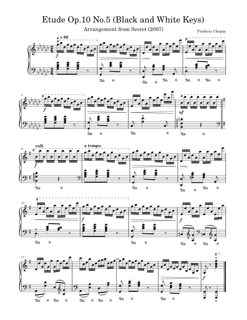 Chopin - Etude Op. 10 n° 5 ("Black & White Keys") Sheet music for Piano  (Solo) | Musescore.com