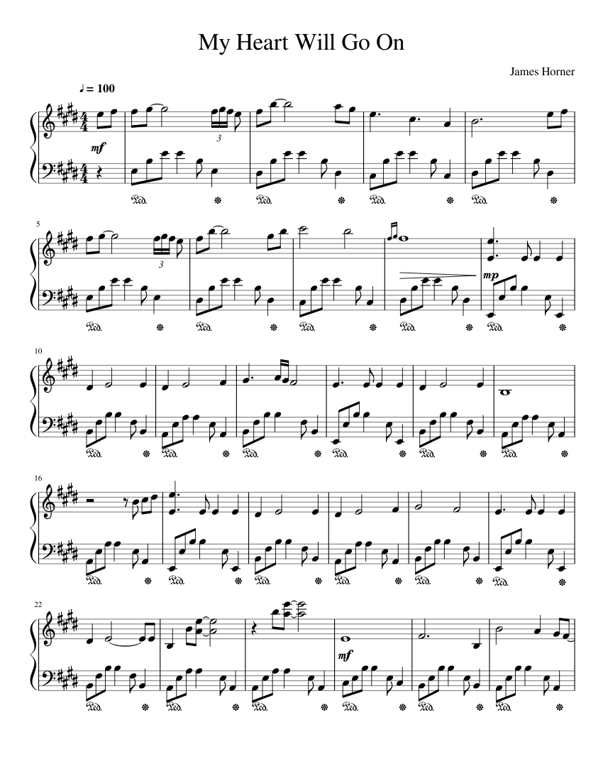 Download and print in PDF or MIDI free sheet music for My Heart Will Go On...